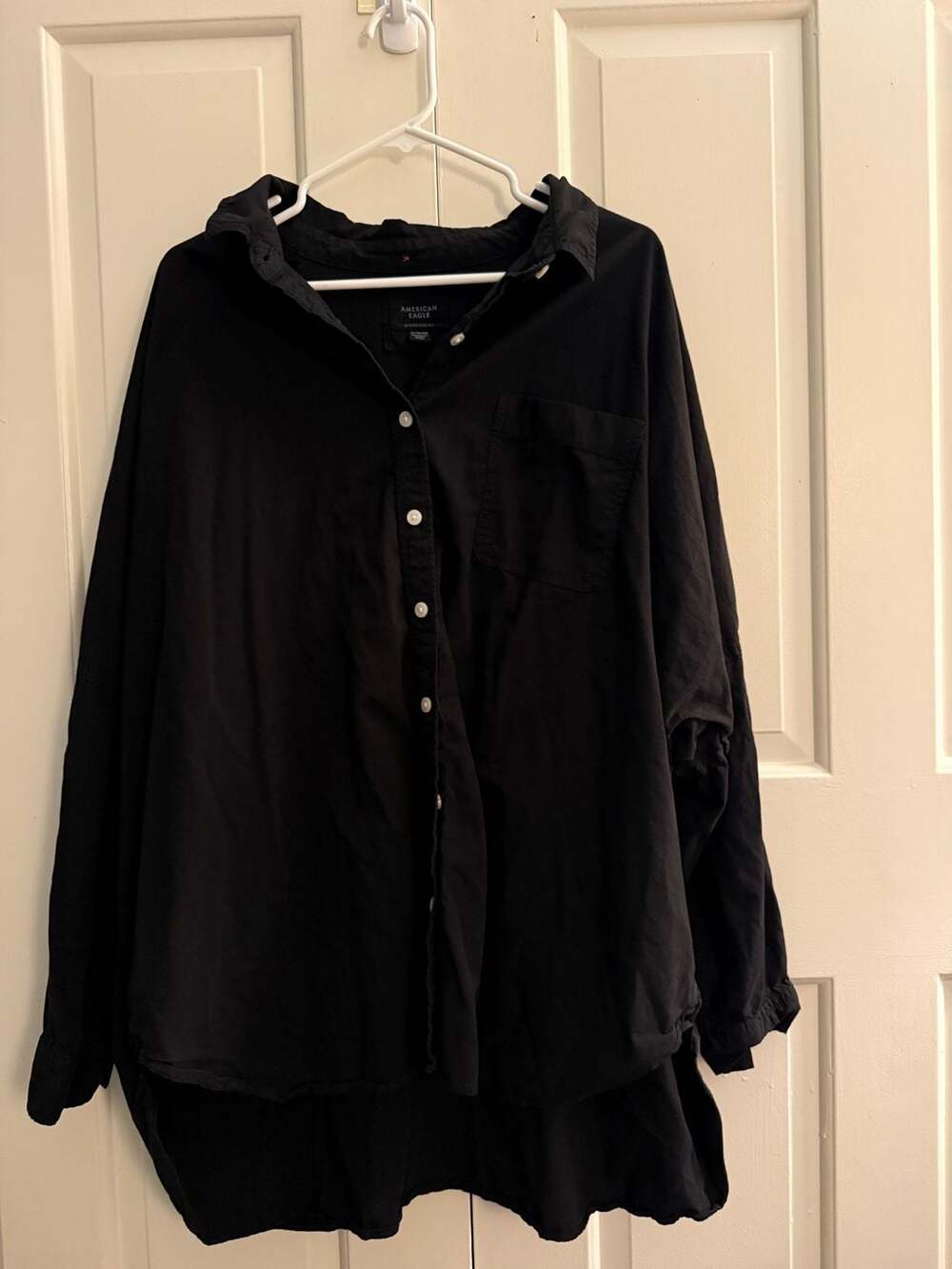 American Eagle Oversized Fit Button Down Shirt Black XL